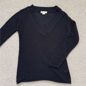 Michael Kors Women's Navy V-Neck Knit Sweater